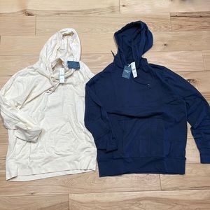 Lot of 2 Men's J Crew Garment-dyed Slub Cotton Hoodie - Medium - Navy & Natural